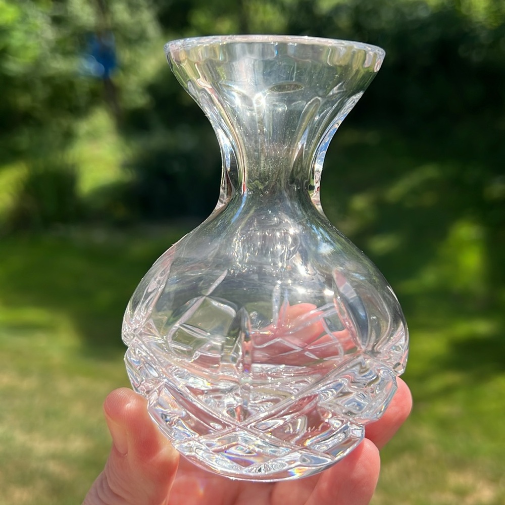 Galway Handcrafted Crystal Cut Clear Glass Longford Bulb Vase Original Box Gift